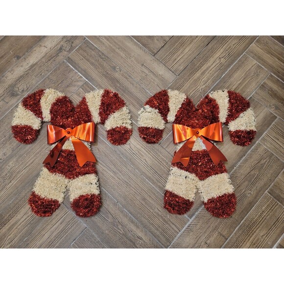 Vintage 21” Tinsel Candy Cane with Large Bow Decor - Picture 12 of 12